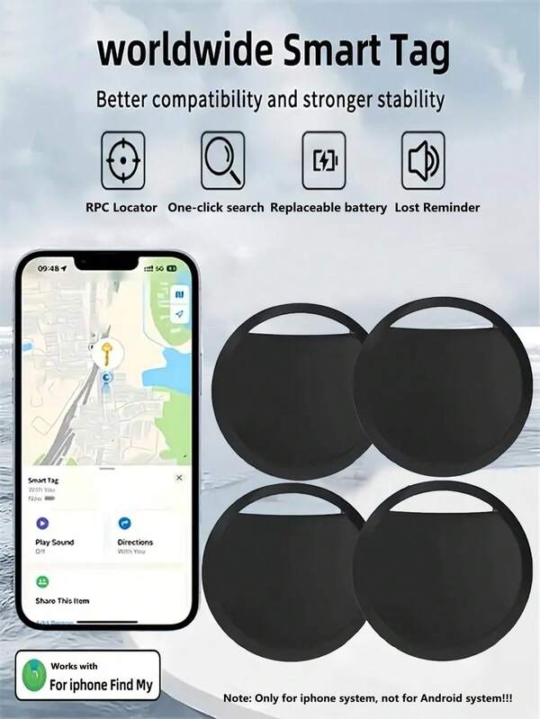Air Tracker 2 件装钱包定位器 GPS 智能标签适用于 iOS 查找我的（仅限 iOS）行李追踪器无线钥匙查找器物品查找器智能标签全球位置追踪用于丢失宠物钱包背包手提箱汽车（不适用于 Android）