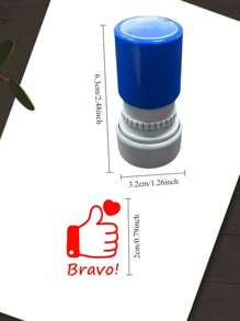 1Pc Teacher Encouragement Seal - Creative Red Ink For Grading And Motivation, Circular "Bravo!" Design With A Thumbs Up Symbol, Perfect For School And Office Use, Teacher Thank You Gift - A - View 10