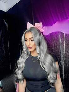 Grey 13x4 HD Transparent Body Wave Lace Front Wigs Human Hair Pre Plucked Bleached Knots 180 Density Brazilian Virgin Glueless Wigs Human Hair With Baby Hair Water Wave Human Hair Wig For Women 40inch - Grey - View 9