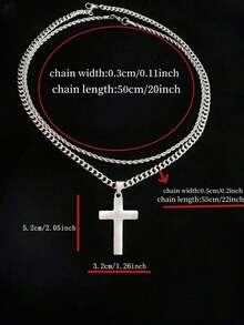 2pcs Set Of Men's Rhinestone-Decorated Cuban Twist Chain Necklace With Cross Pendant, Fashionable And Versatile Accessory For Men And Women, Perfect For Holiday Gifts