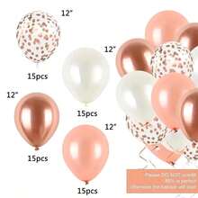 60 Pcs 12 Inch  Blue And Silver Balloons Light Blue White Latex Balloons With Chrome Metallic Silver Party Balloons For   Shower Bridal Baptism Winter Birthday Party Decorations-853880 - 玫瑰金色 - 查看 3