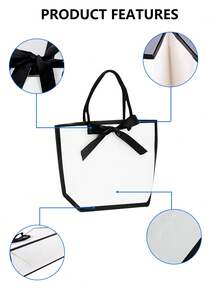 1 件/5 件/10 件款式简约黑白蝴蝶结装饰礼品手提袋，高品质简约礼品袋，适合生日、购物、万圣节派对、圣诞派对、夏季婚礼、家庭礼物、情侣礼物、夏季婚礼、生日礼物、高级礼品袋、最好和最便宜的商品、婚礼回礼、送给家人和朋友的最佳礼品袋 - 彩色 - 查看 4