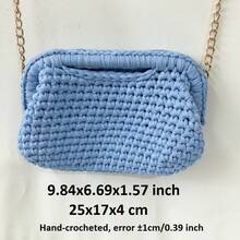 编织时尚单肩包，钩针手提包 - 彩色 - 查看 9