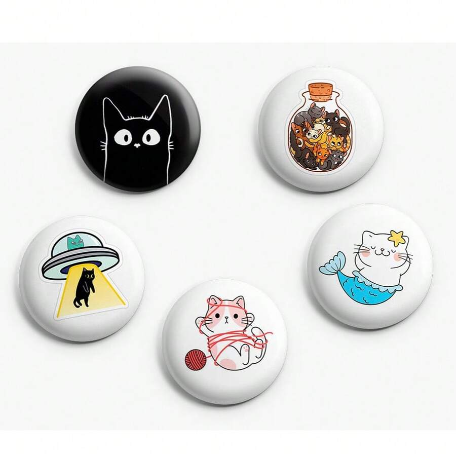 5 Bottons Gatinhos Fofos - Gato Botum / Botom / Broche 3,5cm - Multicolorido - Visão 1