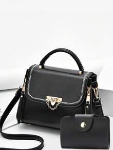 新款时尚女士手提包套装、单肩包、百搭刺绣小方包。 - 米色 - 查看 4