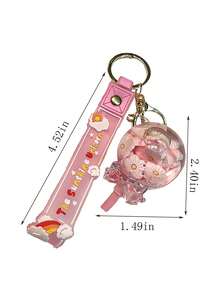 قلادة سلسلة مفاتيح زجاجة رمل متحرك جديدة، تميمة زخرفية صغيرة من الكريستال والزهور الرقيقة، ديكور معلق جميل للحقيبة الظهر