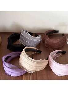 1件装女士优雅发箍，颜色可选薰衣草色、香槟色、黑色、浅灰色、浅粉色、拿铁色，宽檐刘海发饰，女士发带，秋季穿搭，发箍，化妆发箍，头饰，美妆家居发饰 - 彩色 - 查看 6