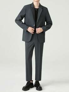 Men Suits - 회색 파란색 - 보기 3
