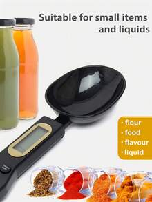 1pc 500g/0.1g High Precision Measuring Spoon Scale - Handheld Electronic Scale - Essential Kitchen Scale - Can Switch Between Multiple Units (G, Oz, Ml, Lb) - One-Touch Tare Function - LED Display - Durable ABS Material - Suitable For Weighing Pet Food, Kitchen Prep & More - Detachable Spoon Head For Easy Cleaning - Batteries Not Included - Black - View 4