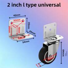 4pcs/Set: 1.25"/1.5"/2.0" TPR L-Shaped Swivel Casters, Quiet Side Mount Casters For Home Use, Durable Rubber Wheels, Thickened Casters, Movable Base With Brake For Furniture, Cabinet, Table (2 Swivel Casters + 2 Brake Casters: 4pcs Set)