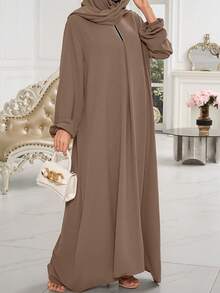 1 件女士穆斯林伊斯兰长袍，无头巾，亲肤透气面料，适合女性日常穿着，四季皆宜 - 彩色 - 查看 27