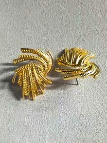 1 pereche de cercei eleganți din aur cu design de artificii, potriviți pentru sărbători, purtare zilnică și cadou pentru prieteni