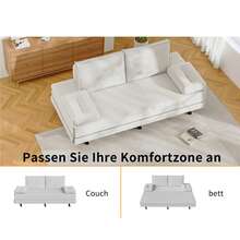 Sofá cama 2 en 1, 90/180*200 cm, extensible y plegable, sofá de salón, multifuncional, lino, blanco, gris