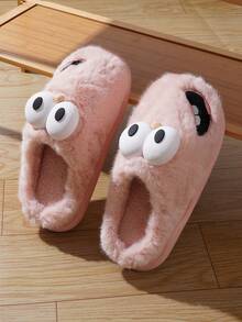 Pantufas térmicas masculinas com estampa de cachorro Big Eye, pantufas fofas de desenho animado para uso interno, antiderrapantes, outono/inverno