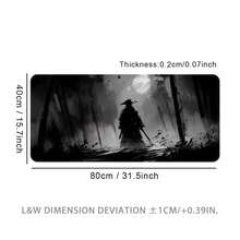Oversized Watercolor Samurai Mouse Pad, Gaming Desk Mat, Large Keyboard Pad, Washable, Rubber Non-Slip Bottom, Stitched Edges, Gift Mouse Pad, Desk Protector, Study Pad, Multiple Sizes Available, Computer Keyboard Mat, Laptop Pad Desk Accessories Office Supplies Office Office Desk Accessories Mousepad Mouse Pad For Desk - Ink Warrior - View 14