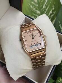 Women's Analog And Digital Watches, Metal Bracelet - Hoa hồng vàng - Xem 1