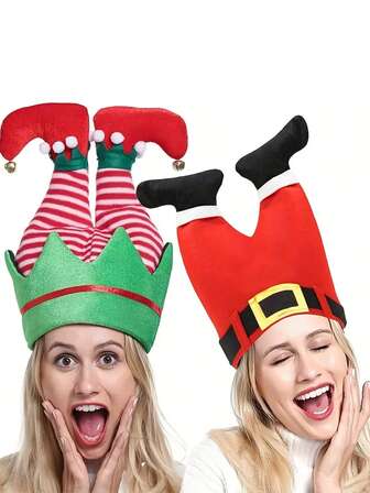 1 件圣诞羊毛帽、派对帽、精灵裤、圣诞帽、圣诞派对配件、圣诞礼物、圣诞装饰、拍照、装扮道具、红色圣诞帽
