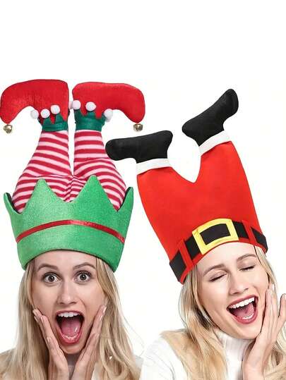 1pc Christmas Woolen Hat, Party Hat, Elf Pants, Christmas Hat, Christmas Party Accessories, Christmas Gifts, Christmas Decorations, Taking Photos, Dressing Up Props, Red Christmas Hat