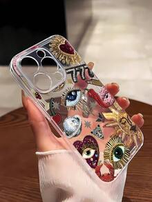 1 件时尚眼镜图案透明 TPU 防指纹手机壳，兼容 16 ProMax/16/16 Pro/16 Plus/11/15/15 Pro/15 ProMax/12/13/14 ProMax/XS/XR/11 Pro/11 ProMax/12 Pro/12 ProMax/13 Pro/13 ProMax/7 Plus/14 Pro/14 ProMax/14 Plus/7 Plus/8 Plus/8/SE2/12 Mini/13 Mini，软壳，防黄变 - 彩色 - 查看 4