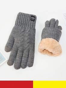 Men's Knitted Gloves, Double-Layer Thermal Lining, Warm, Windproof, Touchscreen Suitable For Delivery, Cycling In Winter Autumn Outfits Fluffy,Summer,Festival,Men Gifts,Cover Up - One Size Fits All - View 3