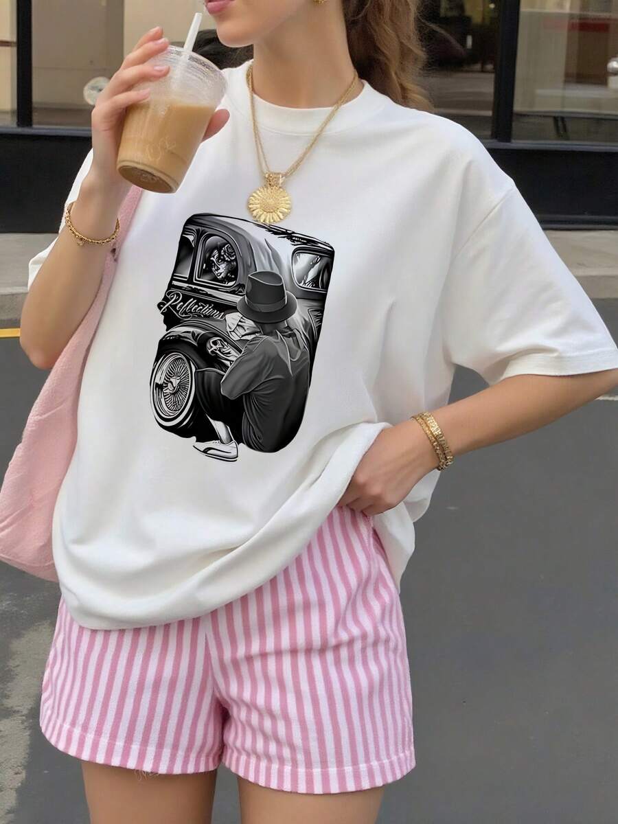 Gonzales Men's Reflections Lowrider Skull DGA Art T Shirtmbre_358_t1 - White - View 1