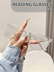 1 件/3 件塑料几何全框女士老花镜 6 屈光度可选，+1.0 至 +3.5 放大倍数，可用作办公室、阅读、父母礼物、节日礼物、玩游戏 - 透明 - 查看 26