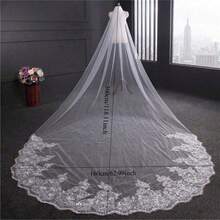 118inx118in Bride Wedding Lace Veils Long Cathedral Veil Soft Tulle Bridal Veils With Comb, Photographing Studio - Multicolor - View 5