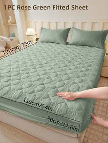 1pc Fitted Sheet, Bedding, Bed Sheet, Waterproof  Fitted Sheet, Skin-Friendly Mattress Cover, Soft And Comfortable Bedding For Bedroom, Room Decor, Halloween Decor, Christmas Decoration, 11.8 Inch Deep Pocket Cooling Breathable Quilted Fitted Sheet For All Seasons, For Single, Twin, Full, Queen And King Size, Solid Color Mattress Protective Cover, Dustproof, Comfortable And Machine Washable - 彩色 - 查看 86