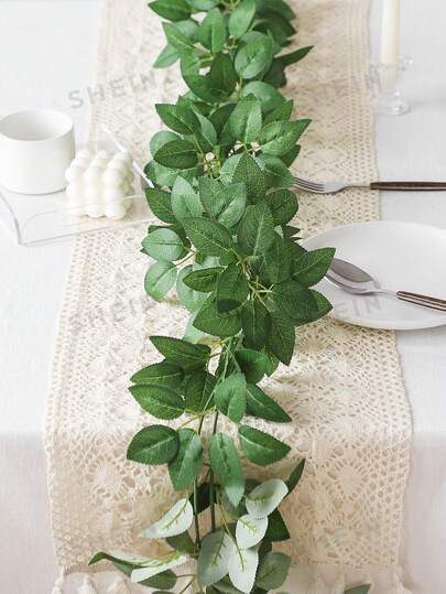 1/2PCS 6ft Real Touch Green Artificial Silk Rose Leaf Table Garland Flexible Hanging Greenery Vine