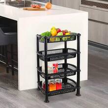 Multipurpose 3 Or 4 Shelf Storage Rack Unit For Kitchen Bathroom Office Home Organiser Plastic Shelves Utility Cart - Silver Or Black - Black 4 Tier - View 3