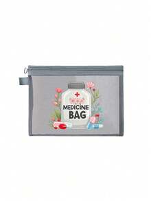 Mesh Makeup Bag,Outdoor Travel Offices Carry Small-Capacity First-Aid Kits Mesh Bag, Portable Medicine , First-Aid Kits And Pill Packaging Containers,With Pills, Nurse Letter,Medication ,Travel Pill Organizer Medicine Bag Medicine Organizer Medicine Storage Bag For Travel For Outdoor Travel Essentials First Aid Bag