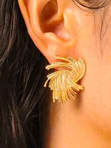 1 pereche de cercei eleganți din aur cu design de artificii, potriviți pentru sărbători, purtare zilnică și cadou pentru prieteni