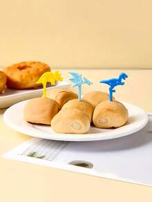 Sanrio 10 件/30 件/50 件卡通随机颜色恐龙形状水果叉套装，可爱动物创意水果签名便当水果叉，甜点叉，派对，生日，节日礼物，送给朋友、同事和家人的完美礼物，圣诞礼物 - 彩色 - 查看 4