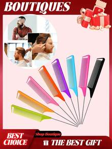 مشط ذيل مخروطي احترافي من قطعة واحدة إلى 7 قطع، مشط ذيل الفأر، مشط فرق الشعر، مشط ذيل من الفولاذ المقاوم للصدأ، مشط شعر مضاد للكهرباء الساكنة، مشط ضفيرة، مشط أسنان ناعمة لذيل الفأر، مشط تسليط الضوء، مشط متعدد الوظائف مناسب للشعر العادي