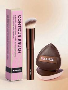MAANGE 1/3pcs Professional Concealer Brush Set, 2pcs Triangular Cotton Candy Air Cushion Powder Puff,Makeup Tools,With Soft Fiber For Easy Carrying, Makeup Brush Set For Travel,Foundation Brush,Concealer Brush,Blush Brush,Contour Brush,Blush Brush,Bronzer Brush,Powder Brush,Foundation Brush,Blush Brush,Giveaways - Coffee Brown - View 3