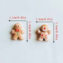 10/30/50pcs Boneka Jahe Mini Lucu Bergambar Kartun untuk Kue Natal, Boneka Kecil 3D Datar, Cocok untuk Scrapbooking DIY, Pembuatan Perhiasan, dan Dekorasi Kerajinan Tangan - Manusia Kue Jahe - View 2