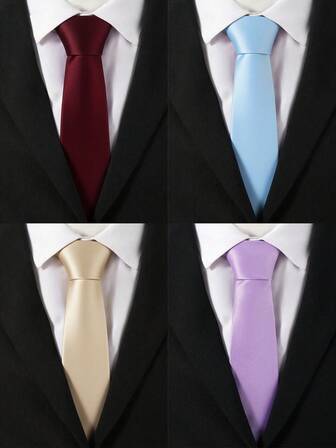 1pc Men's Tie, Solid Color Simple High-End Tie, Suitable For Business Wear, Weddings, Parties, Formal Wear, Casual Ties