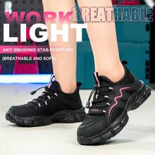 Women's Lightweight Safety Shoes, Steel Toe Shoes, Outdoor Sports Shoes, Women's Hiking Shoes, Anti-Smash, Anti-Puncture, Outdoor Work Safety Boots, Industrial Construction Warehouse Anti-Collision Work Labor Protection Shoes