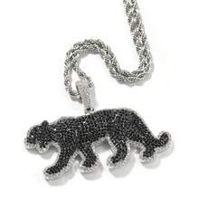 ICE HUE Panther Pendant Hip-Hop Necklace, Black Norwegian Zirconia Bling Gothic Chain Jewelry For Men Women - Silver+Black - View 1