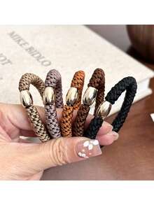 5pcs/Pack Mixed Color Woven Elastic Hair Bands, Hair Ties, Hair Accessories For Women, Suitable For Daily Wear, Home Beauty Women Accessory Gifts ,Gym Sport Outfit
