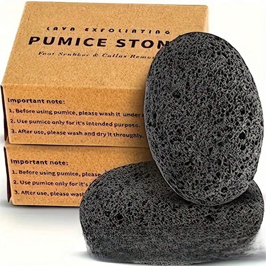 1/2pcs Natural Volcanic Stone Foot Scrubber, Volcanic Pumice Stone, Foot Care Tool For Removing Calluses And Dead Skin At Home - Black - View 1