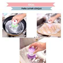 2-In-1 Kitchen Cleaning Brush With Liquid Soap Dispenser Dishwasher Brushes Tools - 彩色 - 查看 4