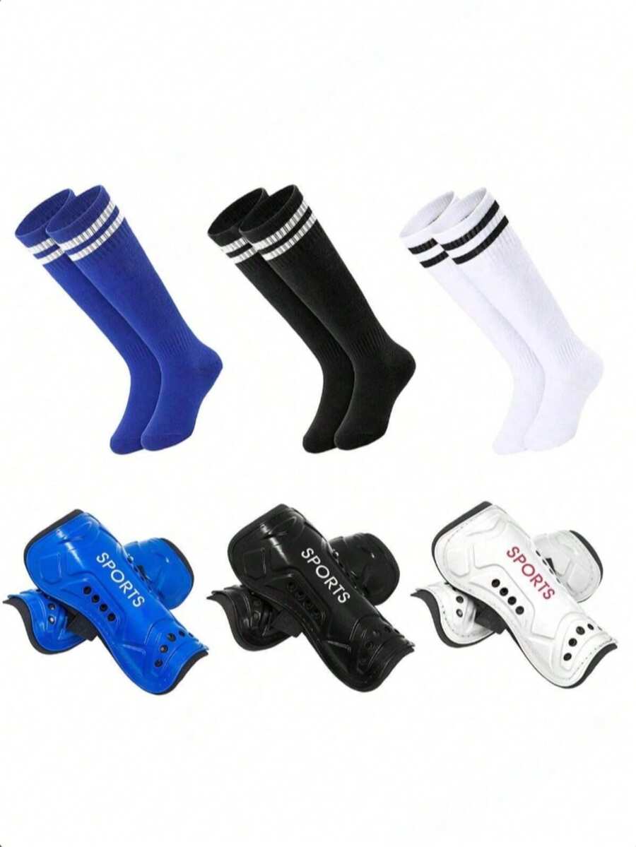 1 套足球袜，带护膝和护腿板，适合训练和比赛，圣诞节 - 彩色 - 查看 1