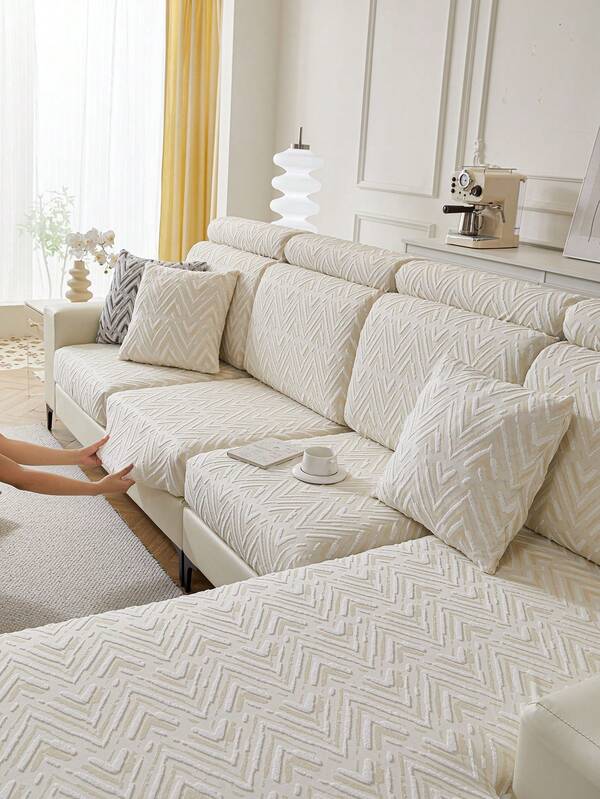 Capa de sofá de lã com estampa moderna e moderna, estilo fresco, 1 peça, capa de almofada elástica universal para assento de sofá, capa de sofá antiderrapante simples e moderna, adequada para sofá em formato de L e sofás de 1/2/3/4 lugares, perfeita para quarto, sala de estar, decoração de escritório e casa, adequada para todas as estações.