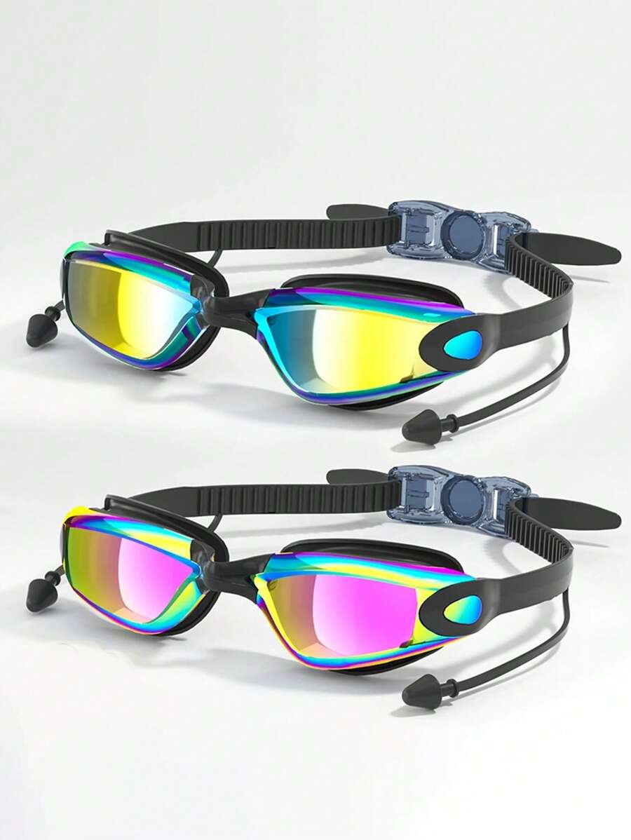 1pc High Definition Swim Goggles, Waterproof Anti-Fog, Electroplated Colorful, Comfortable Adjustable Strap, Kids Swim Goggles