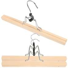 3 Pack Solid Wood Skirt Hangers Wood Pant Hangers Wooden Hanging Clips Skirt Pant Rack