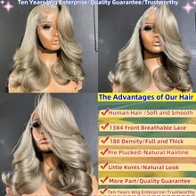 Full Ash Blonde Wavy Wet Lace Frontal Human Hair Wigs For Women 13x4 Transprent Big Lace Grey Slivery Body Wave Short Bob Brazilian Remy Hair 180 Density Suitable For Beginners Pre Plucked Glueless Natural Hairline Honey - Grey - View 4