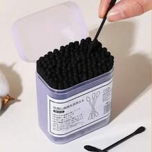 300/200/100 Double-Ended New Black Cleaning Swabs In A Box,New Clean Box,Double-Ended Disposable Cleaning Swabs For Blackheads,Double-Ended Design Making It Easier To Clean The Ears. Hygienic Cleaning Swabs For Household Makeup Removal.