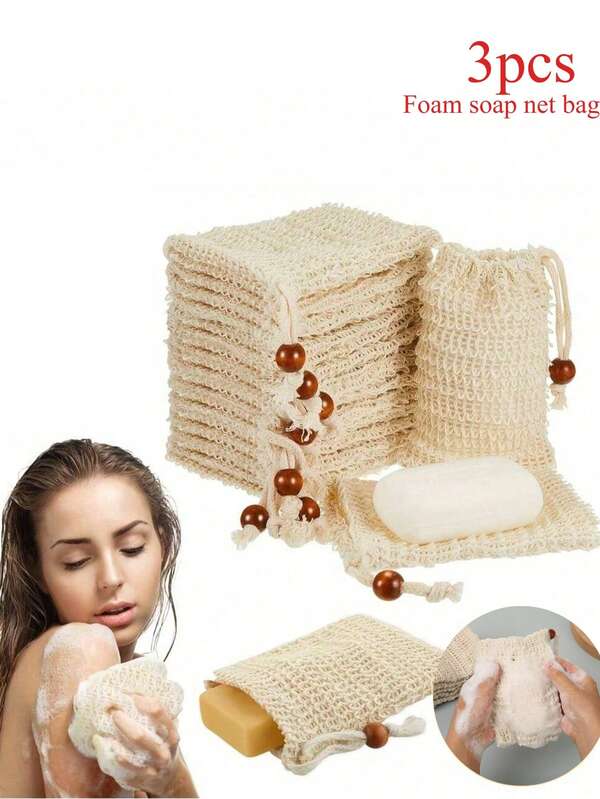 1/3/10pcs Bath Sponge Bags, Unscented Soap Bags For Lathering And Drying Soap Bars, Used For Bathing Massage And Scrubbing, Saves Soap, Suitable For Home Bathroom Decor, Autumn Decor, Back To School