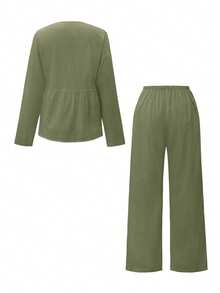 Look Polly Women's Fall Women Clothes Winter Clothes Back To School Old Money Cute Tops Women Leisure Vacation Simple Solid Color Single Breasted Button Butter Yellow Traceable Cotton Women Two Pieces Set Halloween Clothes Women Button Up Shirt Women Clothes For New Year Elegant Women's Set Beach Set